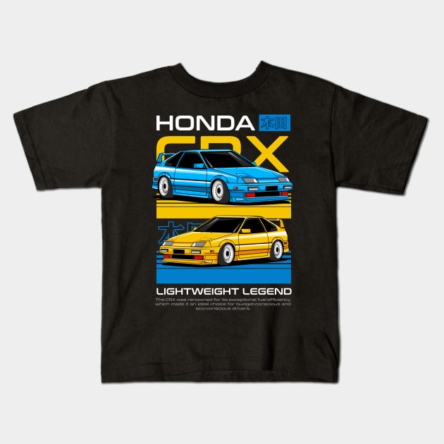 Honda CRX Collector Art Kids T-Shirt by Harrisaputra